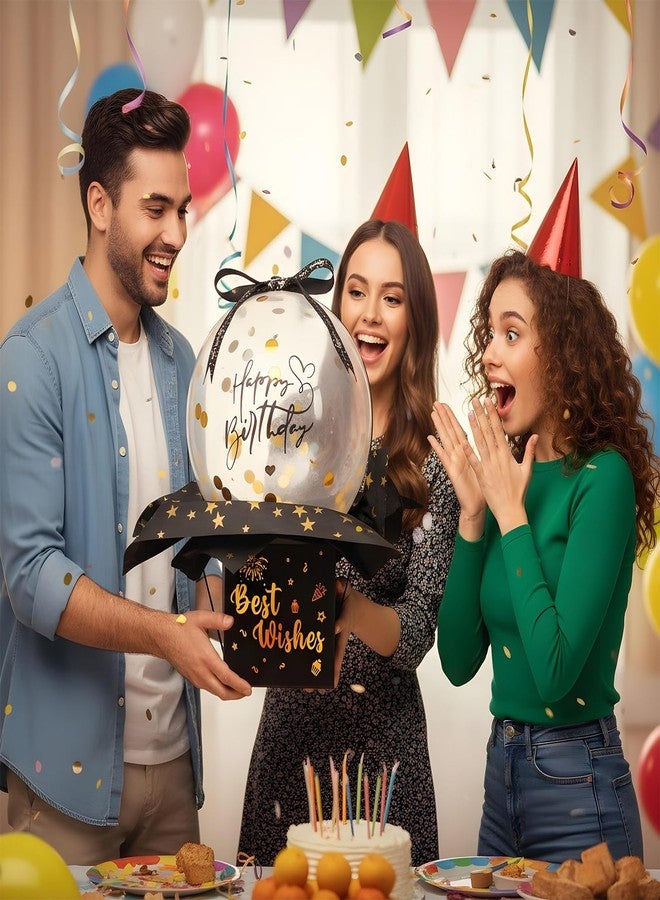 Neyauo صندوق هدايا عيد ميلاد Neyauo، صندوق بالونات نقود مضحك لهدايا نقدية، مجموعة هدايا مميزة لأعياد الميلاد للرجال والنساء والصديقة والزوجة والأخت (أسود) - Image 4